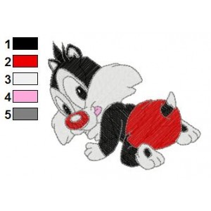 Looney Tunes Baby Sylvester Embroidery Design